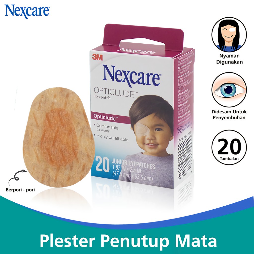 3M Nexcare Plester Penutup Mata Malas & Juling Anak 20 Pcs Opticlude Eye Patch Junior 3M-1537