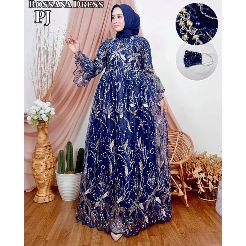 Gamis Brukat Rossana| Gamis| Gamis Pesta| Gamis Kondangan| Gamis Tile| Gamis Brukat| Dress kondangan