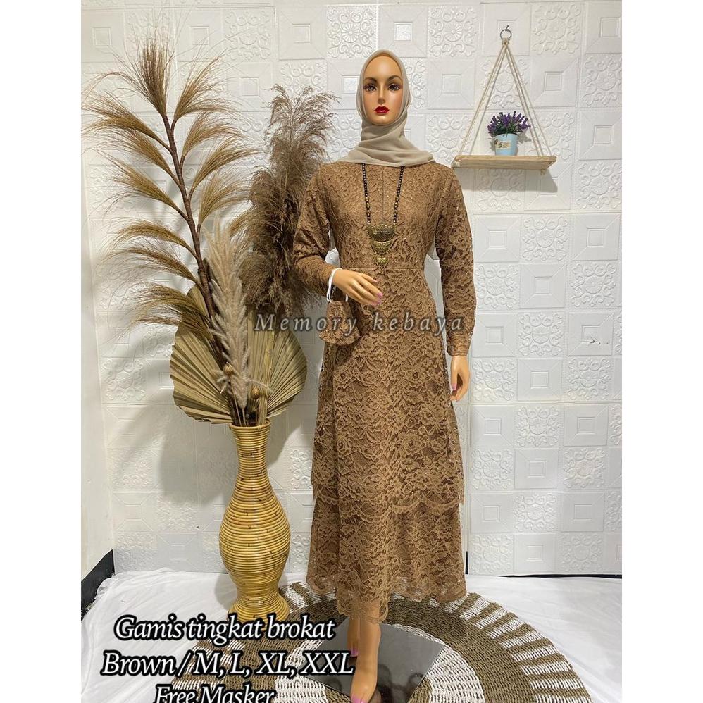 Gamis Tingkat Brukat/ Gamis/ Gamis Pesta/ Gamis Brukat/ Dress Kondangan/ Baju Kondangan Wanita