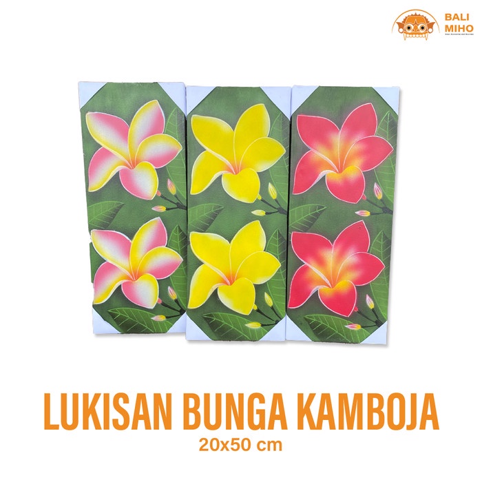 Lukisan Bunga Kamboja 20 x 50 cm - Lukisan Bunga Jepun Bali - Lukisan