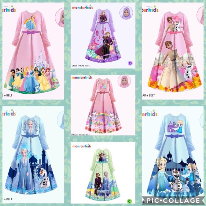 Gamis anak muslim. frozen modern gamis kid hijab elsa fashion