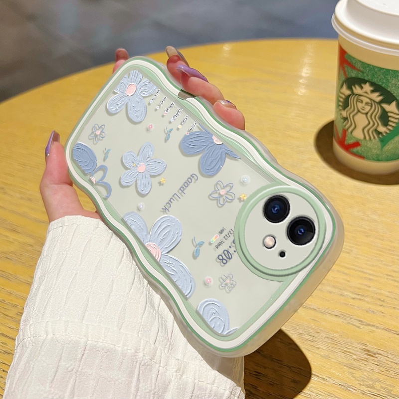 Casing Ponsel untuk OPPO A52 A92 A72 4G Casing pola bunga keberuntungan wadah Telepon anti guncangan Case lembut bening pinggiran gelombang warna-warni Cases hp kamera kreatif penutup pelindung sederhana Back Cover-2