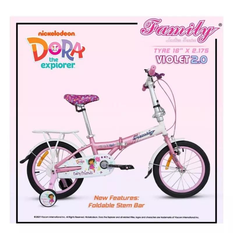 SEPEDA LIPAT ANAK PEREMPUAN 16 INCH FAMILY VIOLET DORA SEPEDA ANAK