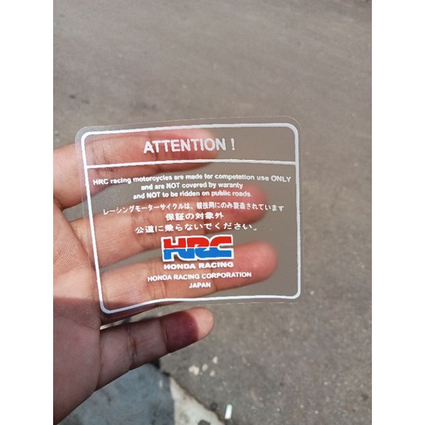 

STIKER STICKER HRC TRANSPARAN WARNING ATTENTION