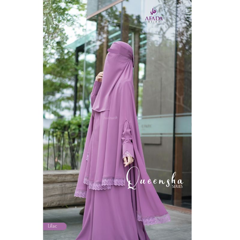 Set Gamis Syar'i Queensha by Afada (Khimar non pad + Gamis Syar'i + Cadar Bandana)