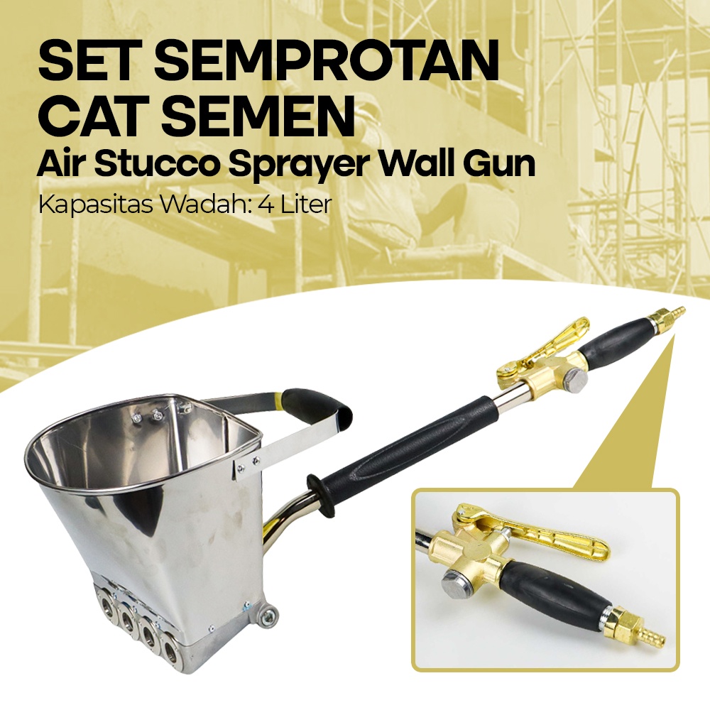 SP9i Rinicane Set Semprotan Cat Semen Air Stucco Sprayer Wall Mortar Gun Pis-001 Silver By Pro
