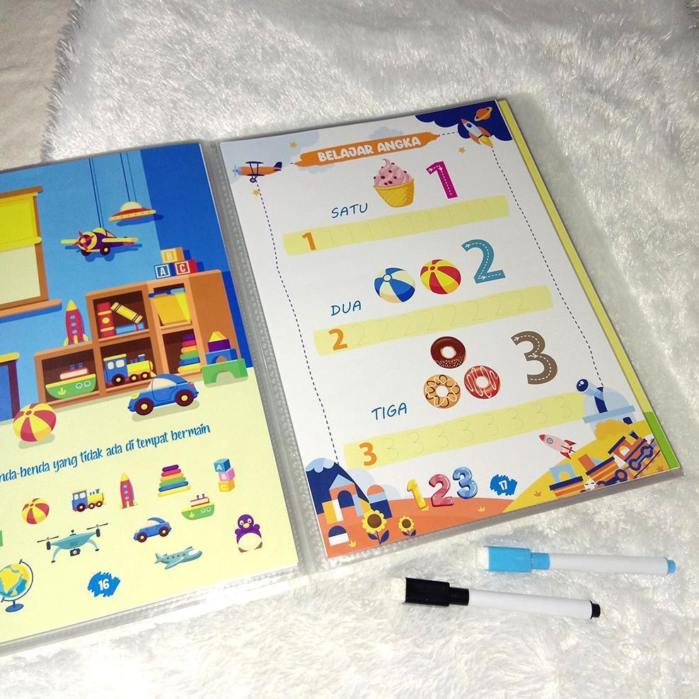 

Berkualitas! Wipe and Clean Worksheet Buku Aktivitas Vol. 1 (praTK / Paud / Balita)