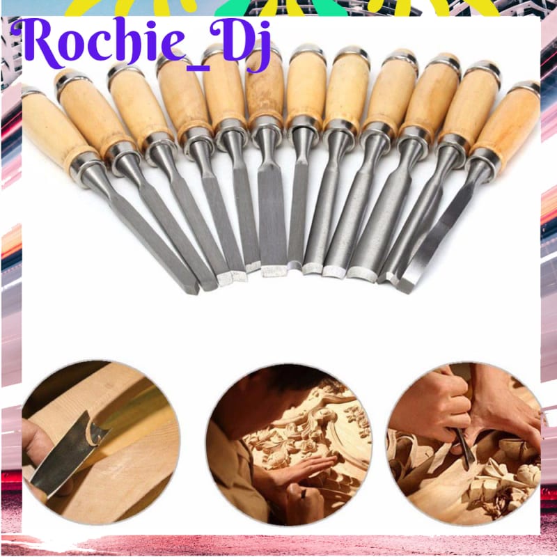 SET ALAT PERKAKAS PISAU UKIR PAHAT KAYU 12 IN 1 WOOD CARVING ART KNIFE - OE12