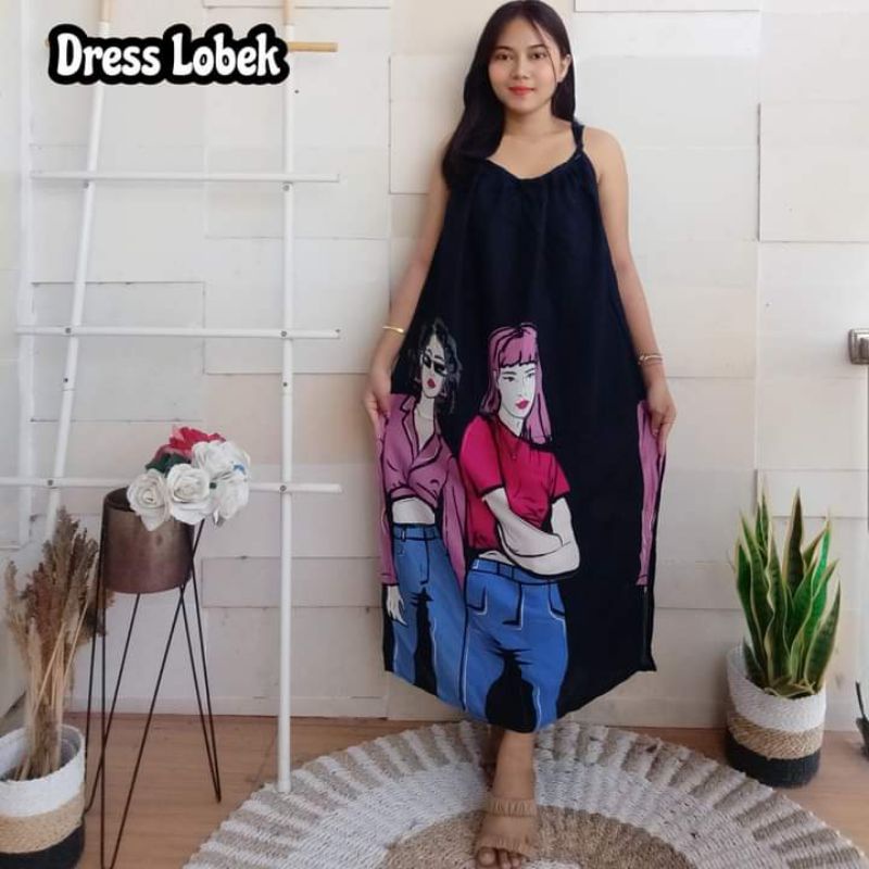 DASTER SINGLET PANJANG RAYON BALI/SEXY DRESS TANPA LENGAN ORIGINAL BALI MURAH ADEM SIZE JUMBO