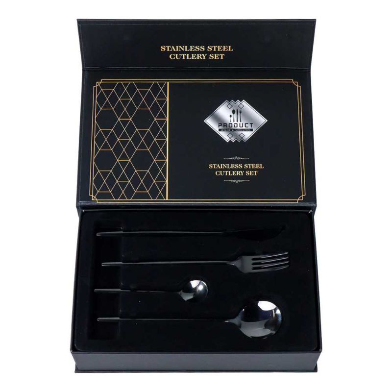 Tander Hitam Cutlery Set Perlengkapan Makan Sendok Garpu Pisau 24PCS - TD-4128