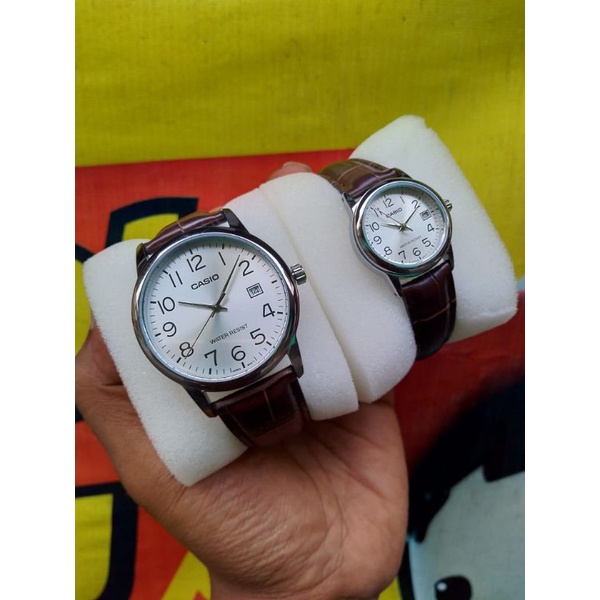Jam tangan Casio couple luxury brown