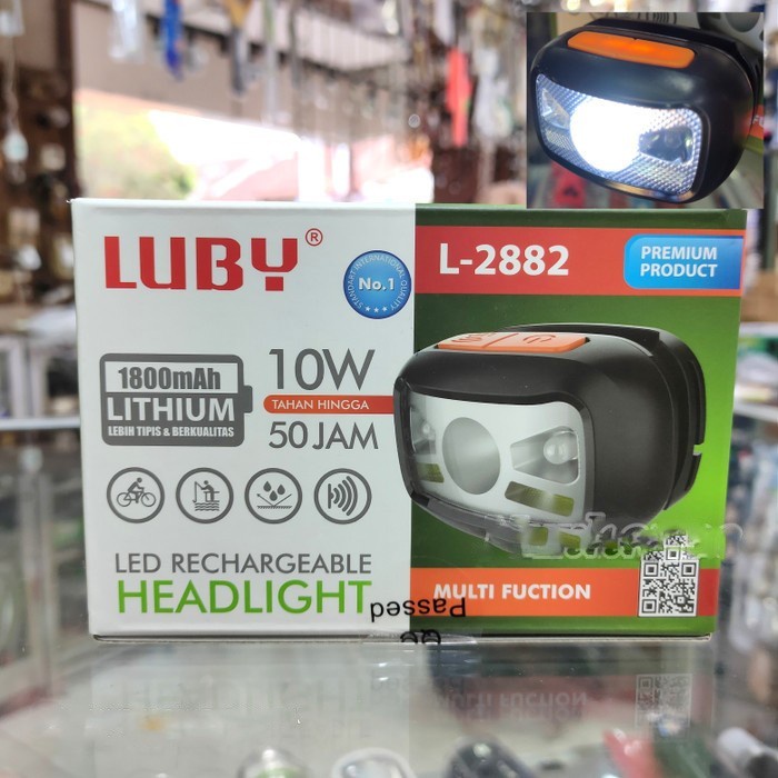 Senter Kepala Luby L2882 L 2882 10W Headlamp Cahaya Putih Lampu Sepeda