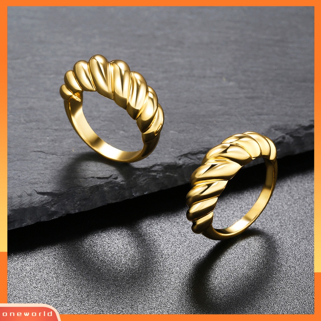 Oneworld Cincin Unisex Bentuk Twisted Anti Karat Untuk Pesta