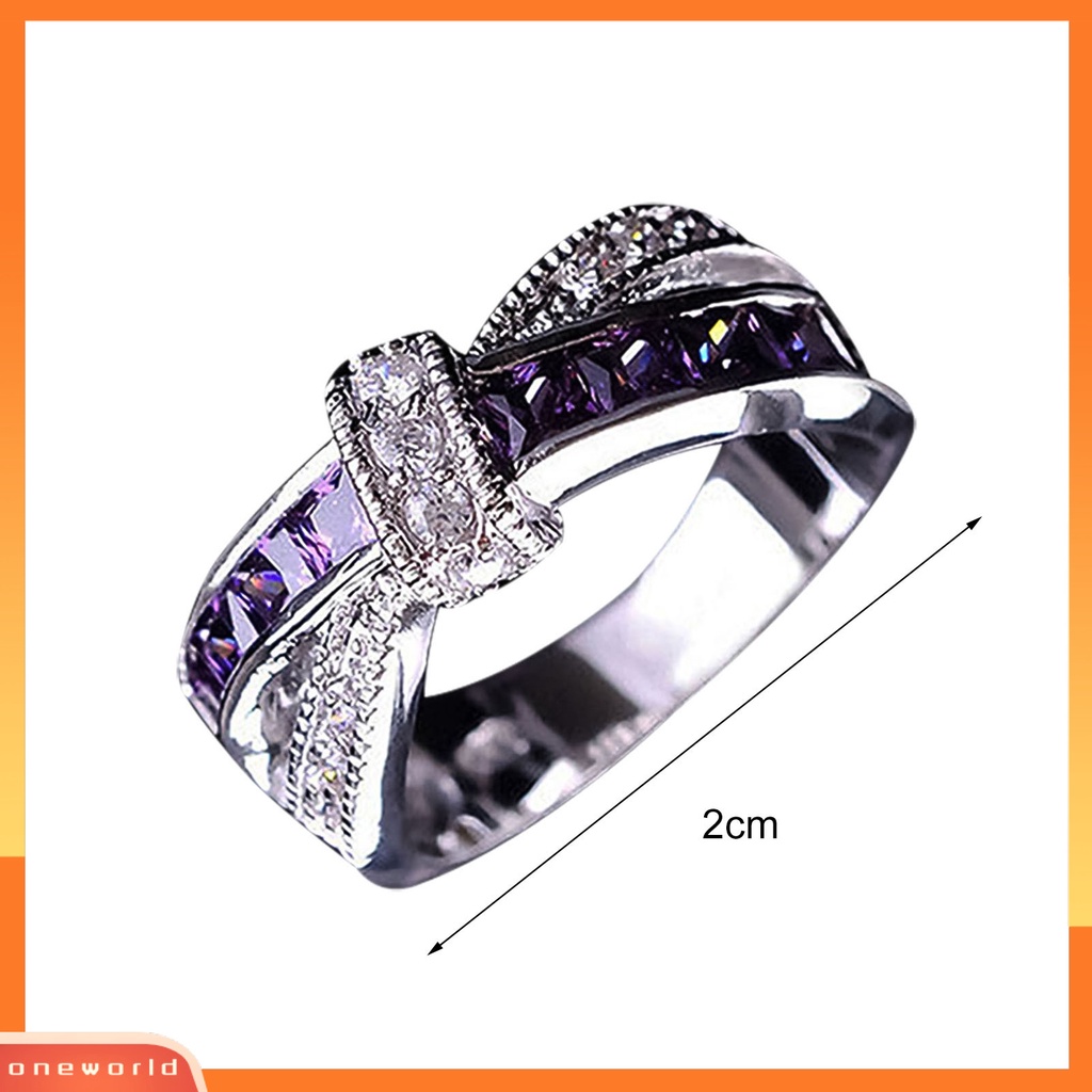 {oneworld} Cincin Berlian Imitasi Hias Hias Alloy Desain Silang Finger Band Untuk Pesta