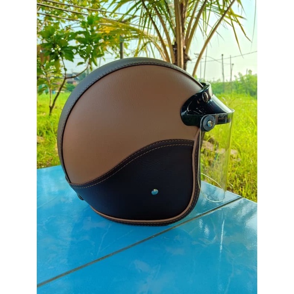 Helm Dewasa Bogo Kaca Datar Warna Bening