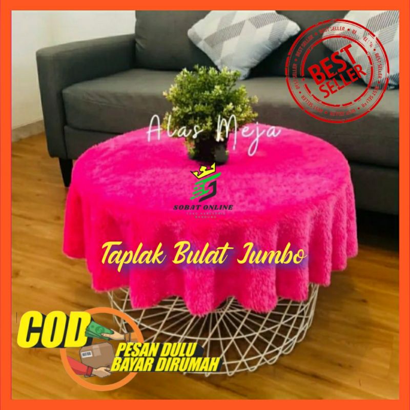 Taplak Bulat Jumbo Uk 100cm Taplak Bulat Bulu Rasfur Taplak Meja Bundar Ruang Tamu Taplak Meja Bunda