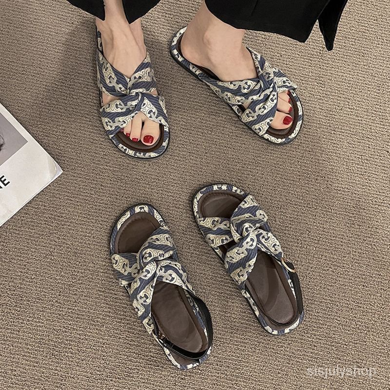 [✅BISA COD] #Sisjuly# Sandal Datar Wanita / Sepatu Romawi Baru Wanita Bawah Datar / Sandal Wanita