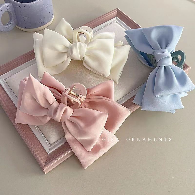 JEDAI RAMBUT GIRLY PITA DUA SISI WARNA PASTEL JEPIT JEPITAN KOREA BESAR BOW RIBBON HAIRCLIP HAIR CLAW CLIP