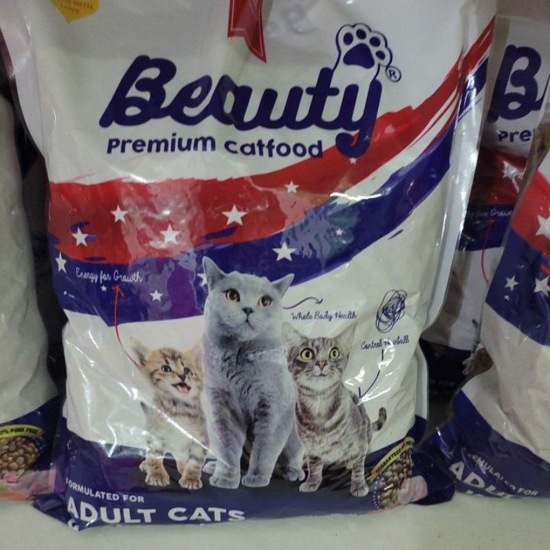 BEAUTY 1KG PREMIUM CATFOOD ADULT CAT FOOD PAKAN MAKANAN KUCING DEWASA RASA CHICKEN AND SALMON AYAM DAN IKAN