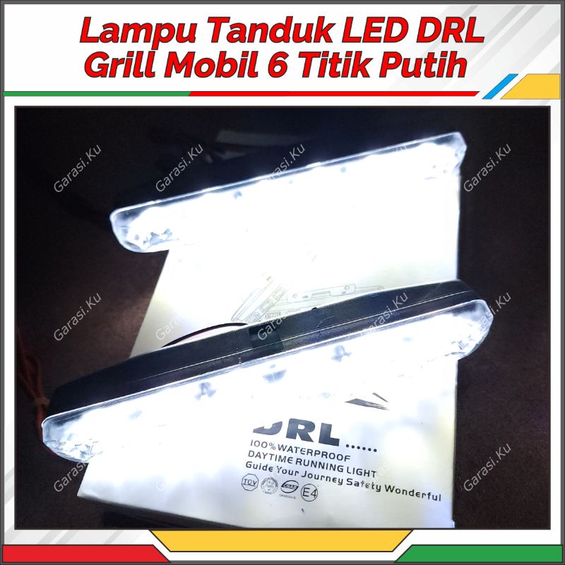 LAMPU TEMBAK SOROT DRL LED MOBIL 6 MATA TERANG PUTIH CRYSTAL TANDUK DEPAN GRIL BUMPER MOBIL WATERPRO
