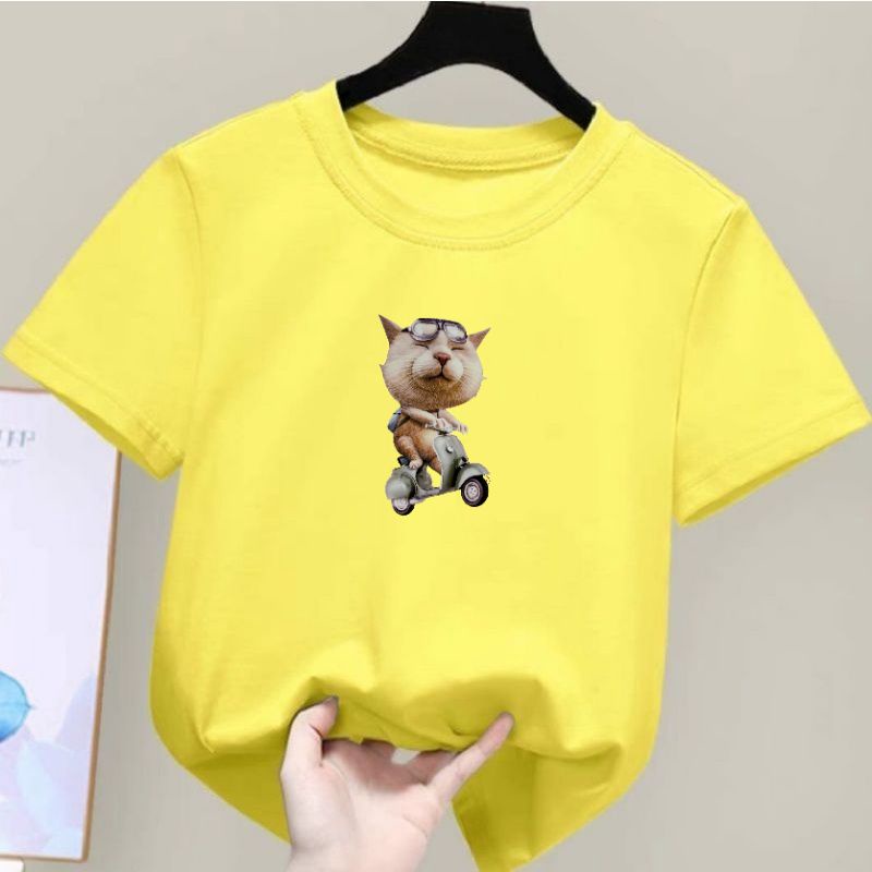 kaos anak anak 2- 10 tahun cewek cowok size s m l xl unisex KUCING MOTOR