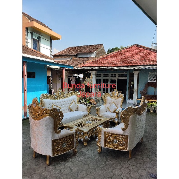 Kursi tamu Belagio koper kayu jati ukir Jepara