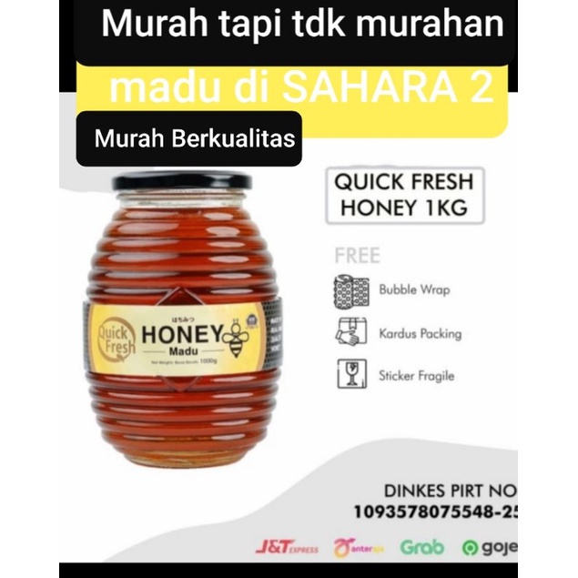 

Madu Quick Fresh Sari Bunga ( 500 gram ) kemasan Botol glass cantik dibalut bubblewrap supaya Packing aman