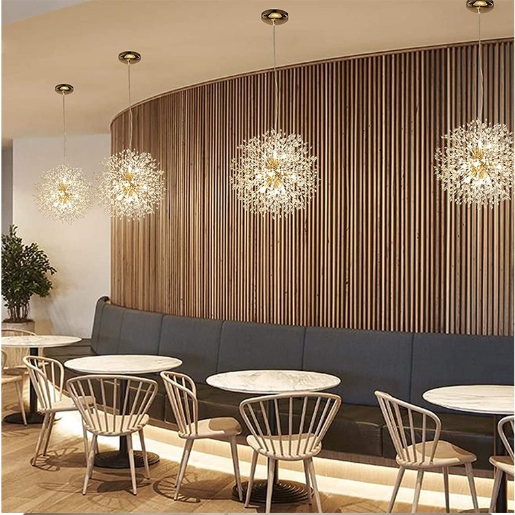 Lampu Gantung Kristal Bintang Dandelion 8/12 Bolham 3 Warna Chandelier Ruang Tamu Restoran Kamar Tidur Mal Perbelanjaan Lampu Dekoratif Lampu langit -langit