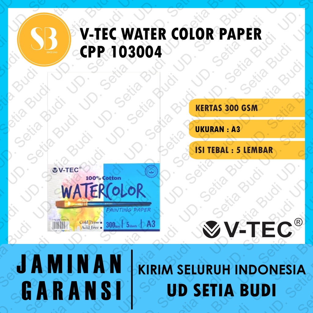 V-Tec Watercolor Paper A3 300GSM Cotton Cold Pressed CPP 103004