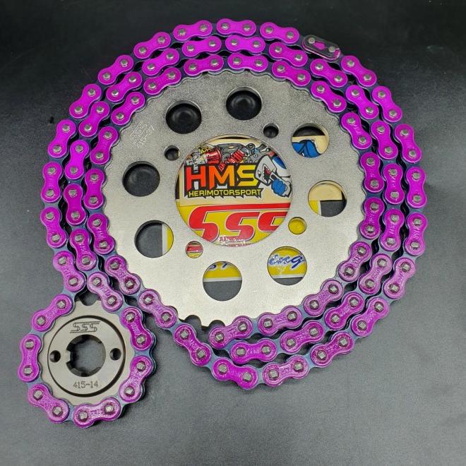 Gir Set Gear Set Sss 415 Tipis Rx King-Fizr-Vega-Crypton Rantai Gold