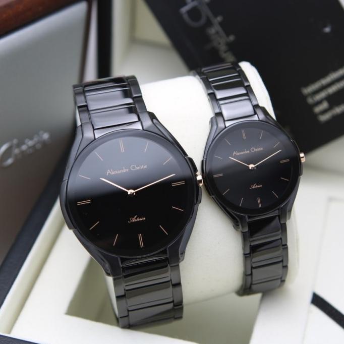 JAM TANGAN COUPLE JAM TANGAN COUPLE ALEXANDRE CHRISTIE AC 8610 AC8610 FULL BLACK EL09I09A82L