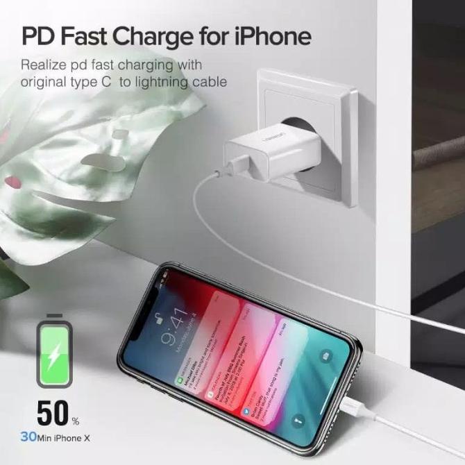 Ugreen Charger Type C Quick Charge With Pd 18 Watt White- 60450 [Cod]