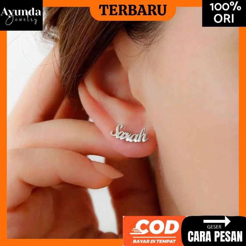 Anting Nama custom titanium anti karat Anting custom