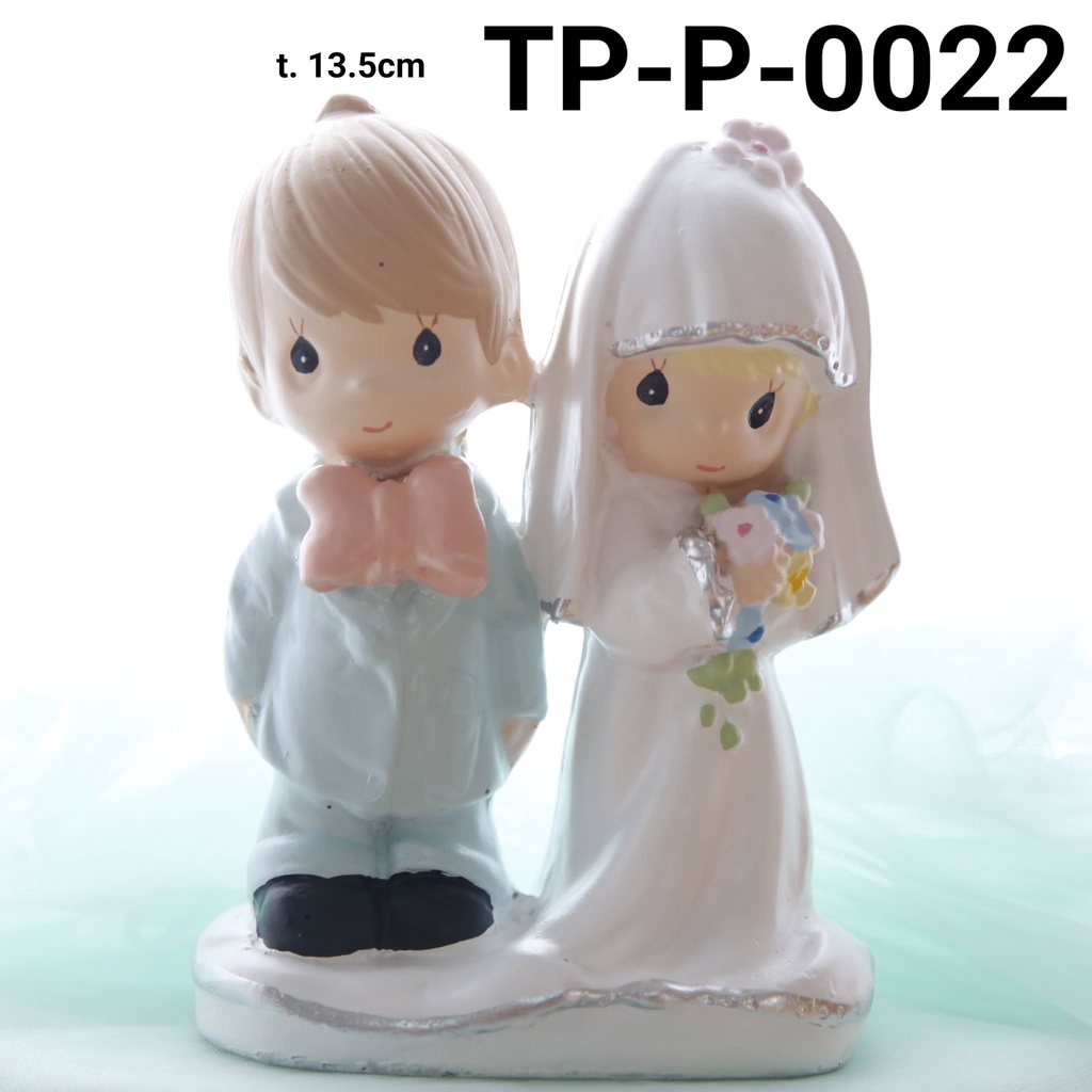 TP-P-0022 Cake topper hiasan kue patung pengantin precious moment (Fiber)