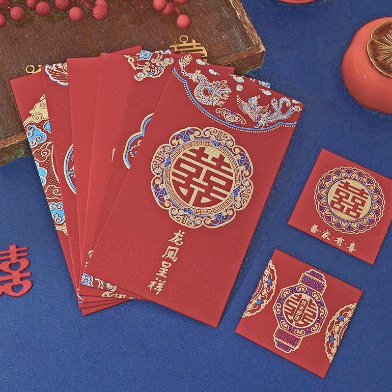 

6pcs Angpao Imlek Merah Pernikahan Angpao Imlek Angpow Tas Amplop Uang Keberuntungan