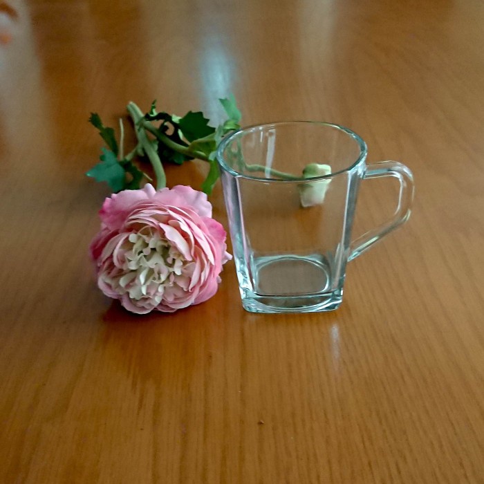 Gelas Gagang Kaca Bening Setengah Lusin/6 Gelas. Tr0622