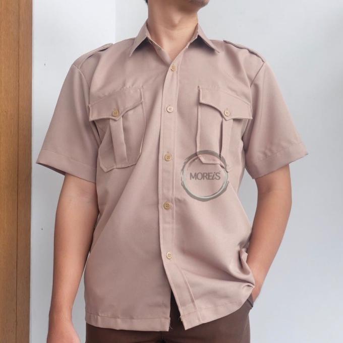 Seragam Baju Pramuka Pendek Laki Bahan Rapilo/Laricci