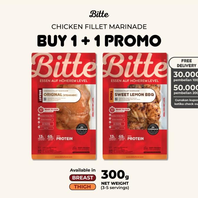 

Promo BUY 1 + 1 Chicken Fillet Marinade / Ayam Filet Marinasi 300g - Bitte