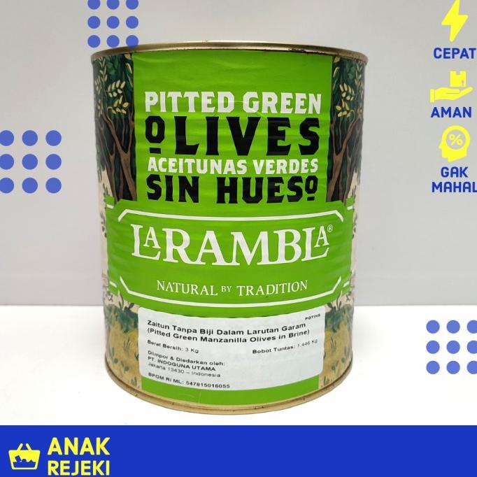 

Promo La Rambla Pitted Green Manzanilla Olives 3kg - Buah Zaitun Olive Hijau