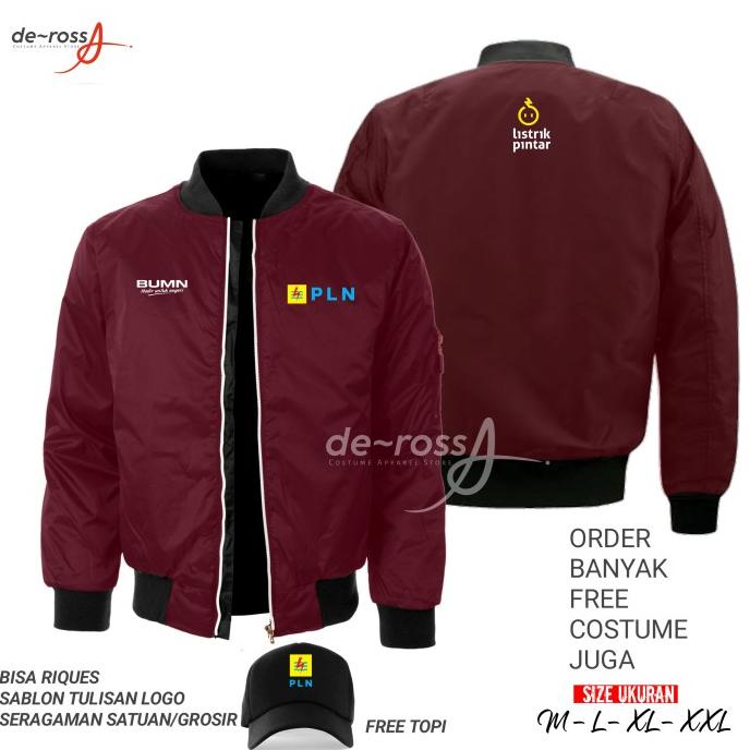 Jaket Seragam PLN - Jaket listrik pintar free topi bordir - sablon