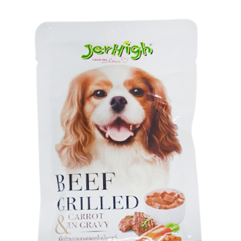 Jerhigh 120 Gr Makanan Anjing Basah Beef Grill Pouch