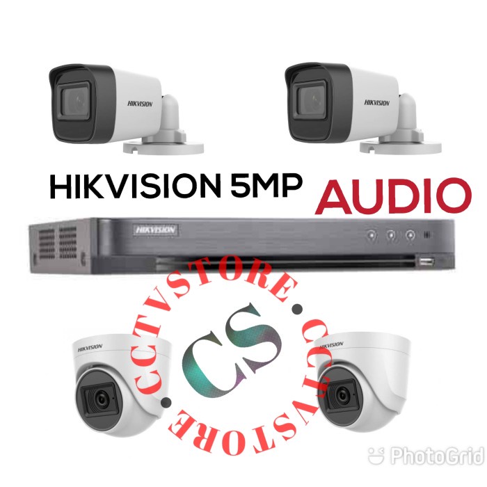 PAKET CCTV 8CH 4 KAMERA 5MP AUDIO HIKVISION PAKET CCTV AUDIO HIKVISION