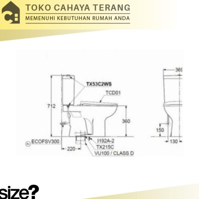 Kloset Duduk Putih Toto Cw53J / Kloset Toto / Kloset Original Toto