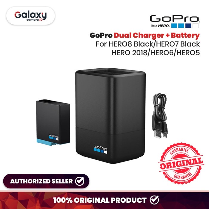 GOPRO DUAL BATTERY CHARGER + BATTERY HERO8 BLACK
