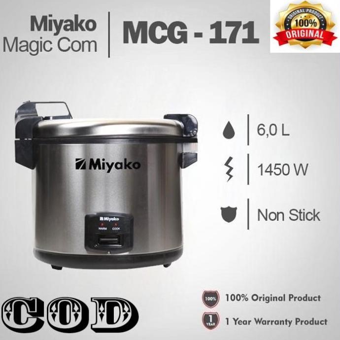 Magic Com Rice Cooker Miyako Mcg-171 - Kap 16 Liter Ori Bergaransi Iloafinyuu