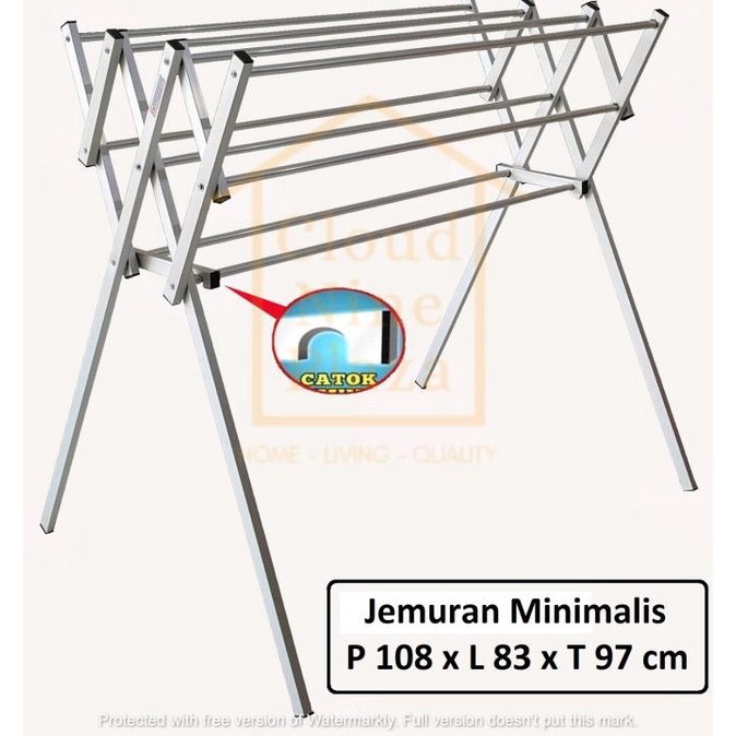 Jemuran Baju Lipat Palang 9 Aluminium Minimalis Murah
