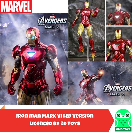 Marvel ZD Toys Ironman 2 Mark 6 LED version MK VI Iron man original H-r159