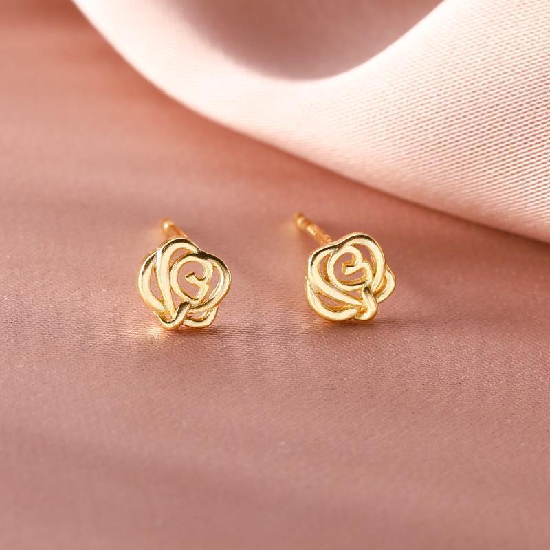 【Bayar di tempat】Anting Tusuk Sterling Silver 925 Desain Bunga Mawar Mini Simple Untuk Wanita