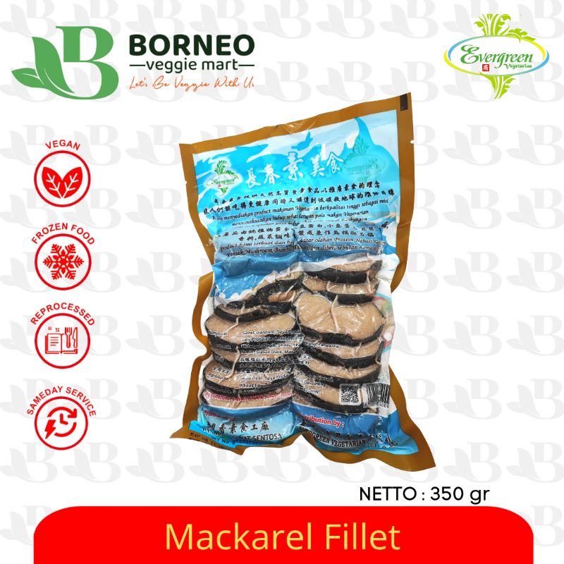

Evergreen Mackarel Fillet 350 gr / ikan mata vegetarian / Tian En Xiang Ikan Mata Vegetarian