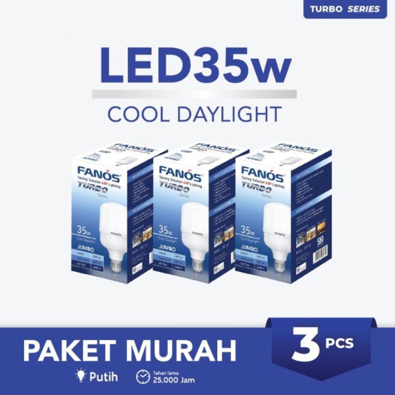 PROMO 3 Pcs Lampu LED FANOS TURBO 35 Watt Putih